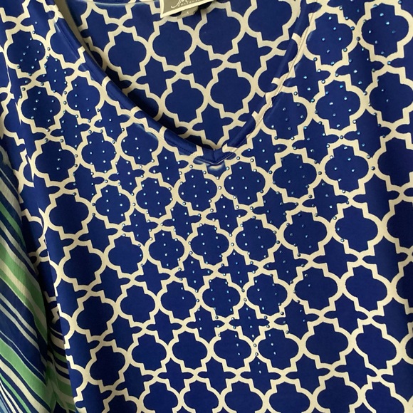 JM Collection Womens pullover V-neck Blouse beaded Size Large Adjustable - Picture 10 of 15